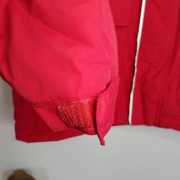 Lands' End Red Nylon Hooded Fleece Lined Squall Parka Ski Winter Coat L 14-16 - Picture 5 of 12
